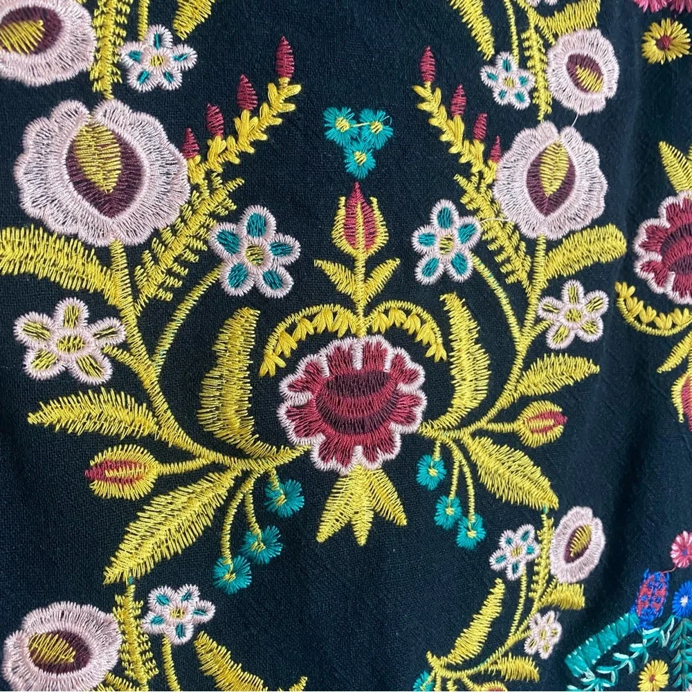 Umgee Floral Embroidered Miniskirt - Size S, Black/Muti - Picture 7 of 8